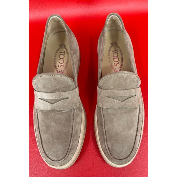 Tod\'s Mocassino Gomma Rafia Suede Driver Beige Loafers Shoes US 8 EU 6 1/2 NIB main image 11